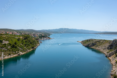 Landscape from high above near an old town near Zadar Croatia