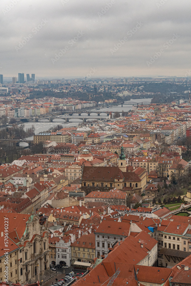 Panoramic aerial views of the city of prague