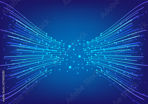 Blue light fiber optic, speed line, futuristic background technology wireless data transmission, high-speed internet. internet network concept. vector design.