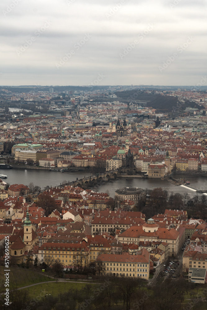 Panoramic aerial views of the city of prague