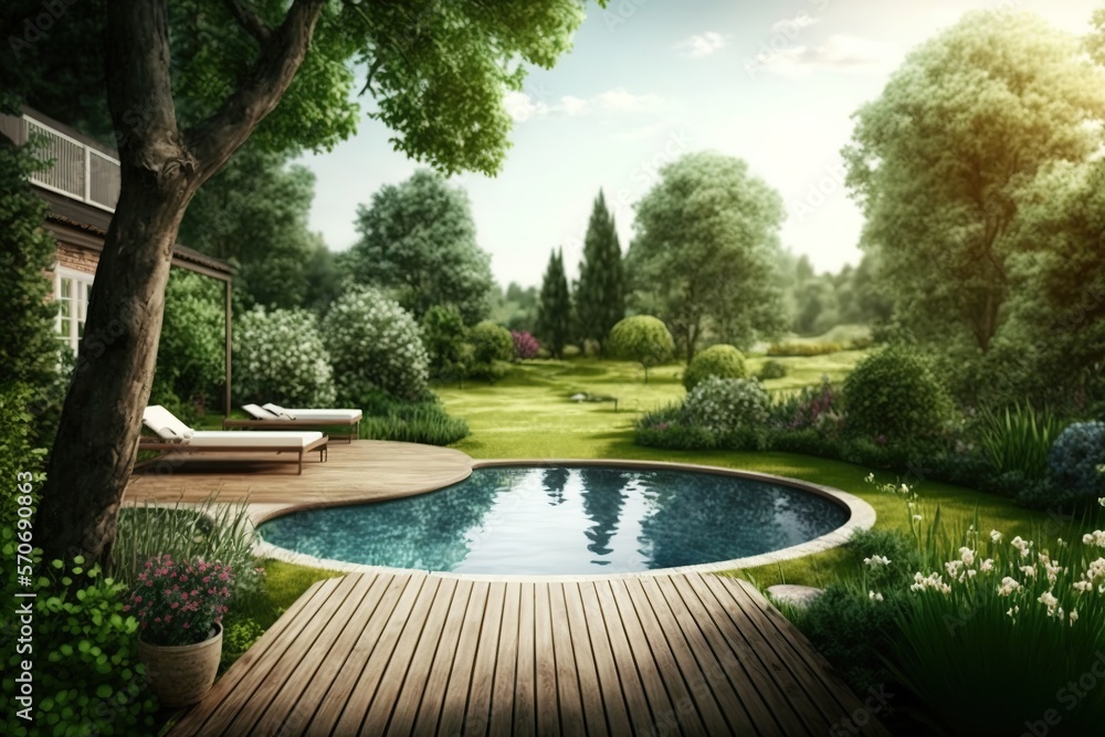 Mediterranean wooden house with pool Mediterranean wooden house with pool