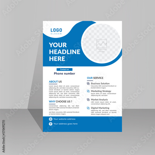 Modern A4 corporate creative clean business flyer design template layout for advertising and promotion growth. vector white background color circle design flyer template. unique image flyer inspire