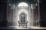Throne of iron and wood, intricate design