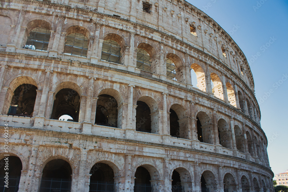 The italian Colosseum in the centre of the city of Rome, Italy.