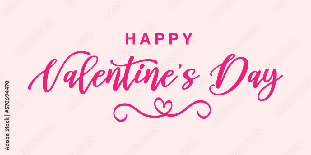 Happy Valentine's Day vector. Valentine's Day typography poster with handwritten calligraphic text isolated on white background. Vector illustration - Vector