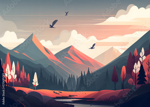 Flat design background wallpaper mountains landscape