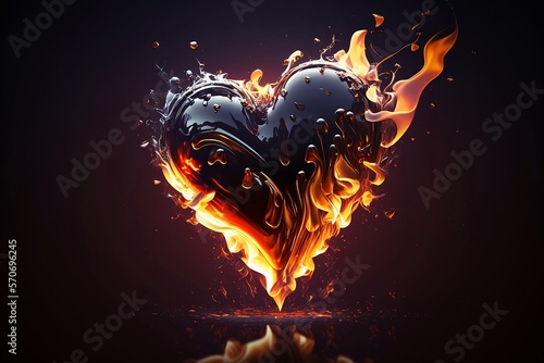 Burning heart shape valentines art