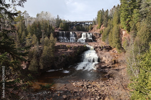 Waterfall in upstate Minnesota forest 
