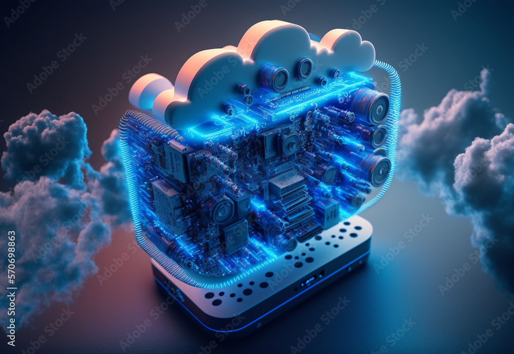 Concept art of cloud computing with a network of interconnected data
