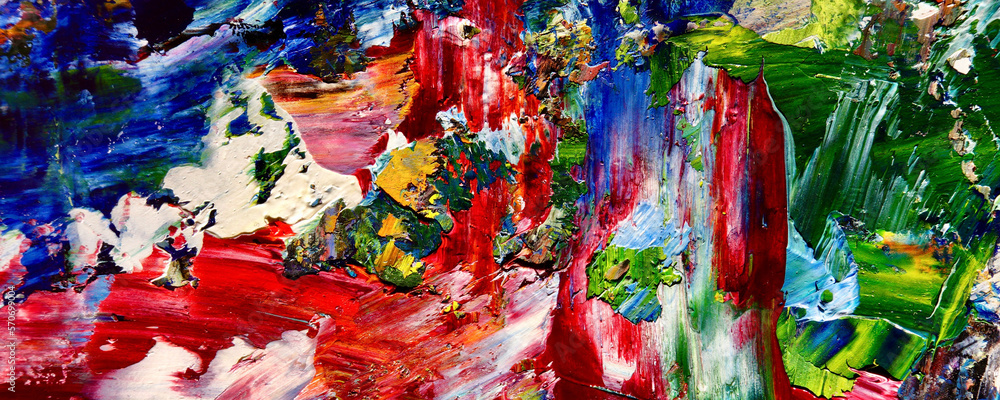 Fototapeta premium Color texture. Hand drawn oil painting on canvas. Abstract art background. Modern, contemporary art. Colorful canvas. Wall decor background 