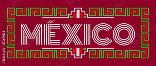Mexico Aztec Maya lines design elements traditional colors 