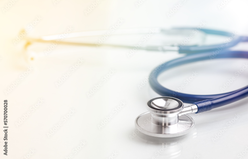 Stethoscope on table - Medical or science with soft light background Stethoscope on table - Medical or science with soft light background
