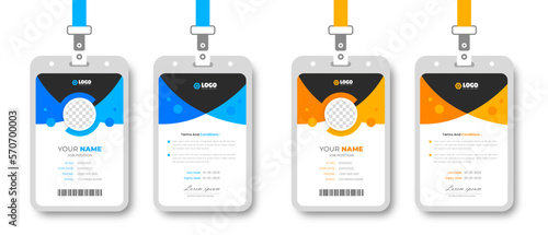 corporate Modern and simple business office id card design bundle. Corporate company employee identity card template with yellow and blue color.