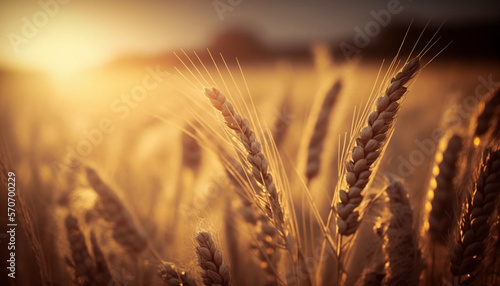 Golden Rows: A Close-Up of Ripe Wheat in the Sunlight,generated by IA