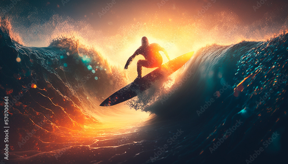 Surfer walking to Ocean Sunset: A Stunning Beach Landscape, dusk on the shore Surfer walking to Ocean Sunset: A Stunning Beach Landscape, dusk on the shore