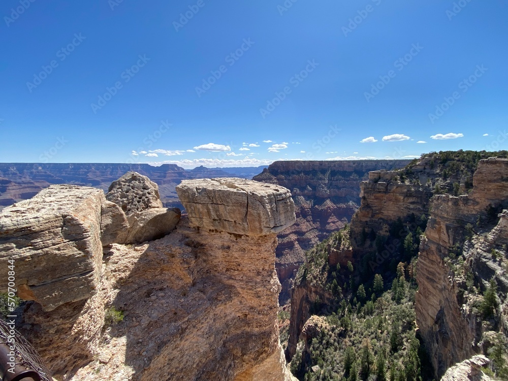 South rim of the Grand Canyon on a beautiful spring day