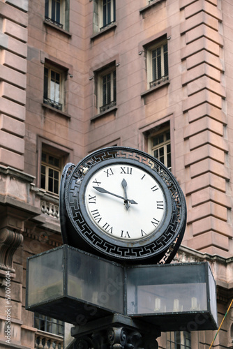 Clock in front of Martinelli Building, Sao Paulo city, Brazil