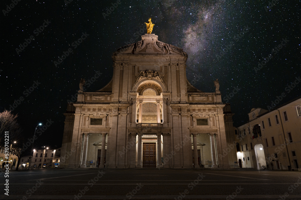 basilica of santa maria degli angeli by night in the city of assisi basilica of santa maria degli angeli by night in the city of assisi