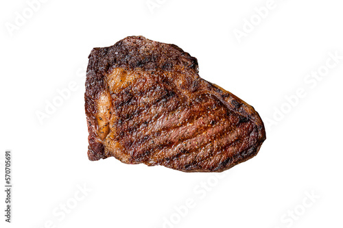 Grilled wagyu Rib Eye steak, marbled beef meat with salt. Isolated, transparent background