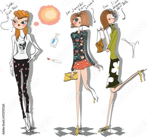 fashion girl illustration for print