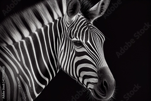  Schwarz wei   Portrait von einem Zebra. Perfektes afrikanisches Wandbild - Generative Ai