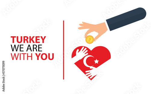 Funding turkey on earthquake. supporting. help. aid. disaster. people. money. financial help to turkey. vector. stock editable image