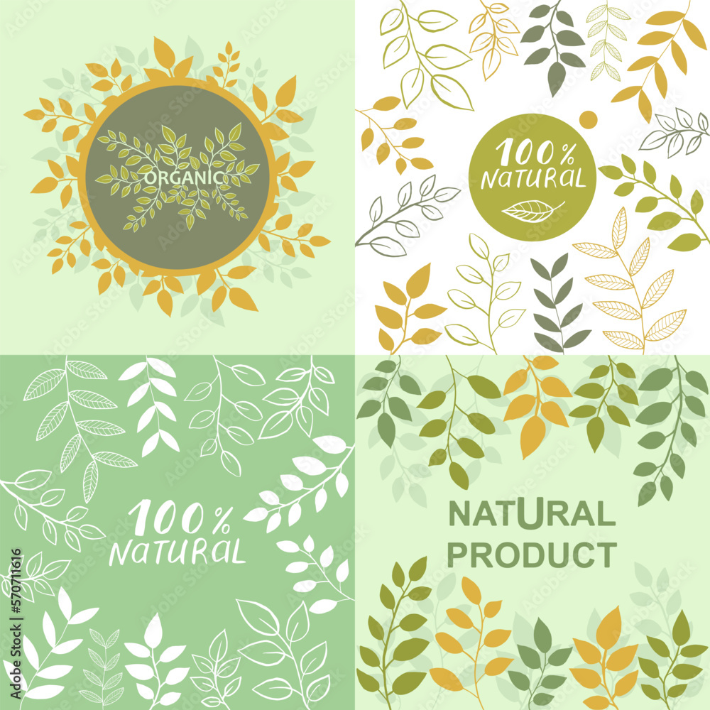 Natural products 100% Vector illustration. Ecological products.