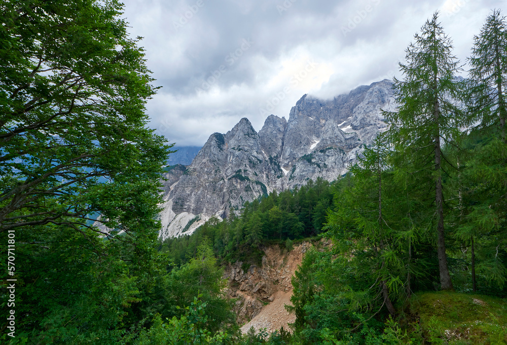 Traveling along Vrsic mountain pass, Slovenia