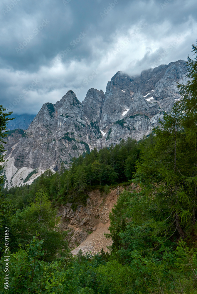 Traveling along Vrsic mountain pass, Slovenia