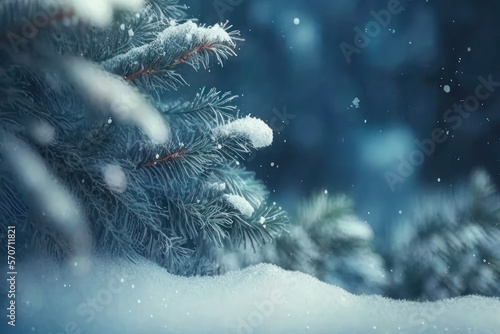 Blue winter christmas nature background as a digital illustration (Generative AI) © senadesign