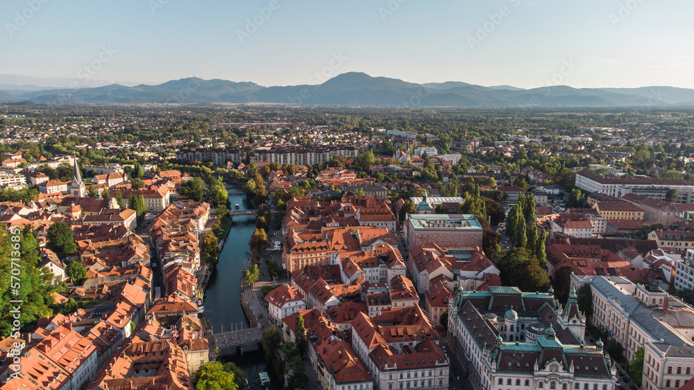 View From Above On Ljubljana Old Town