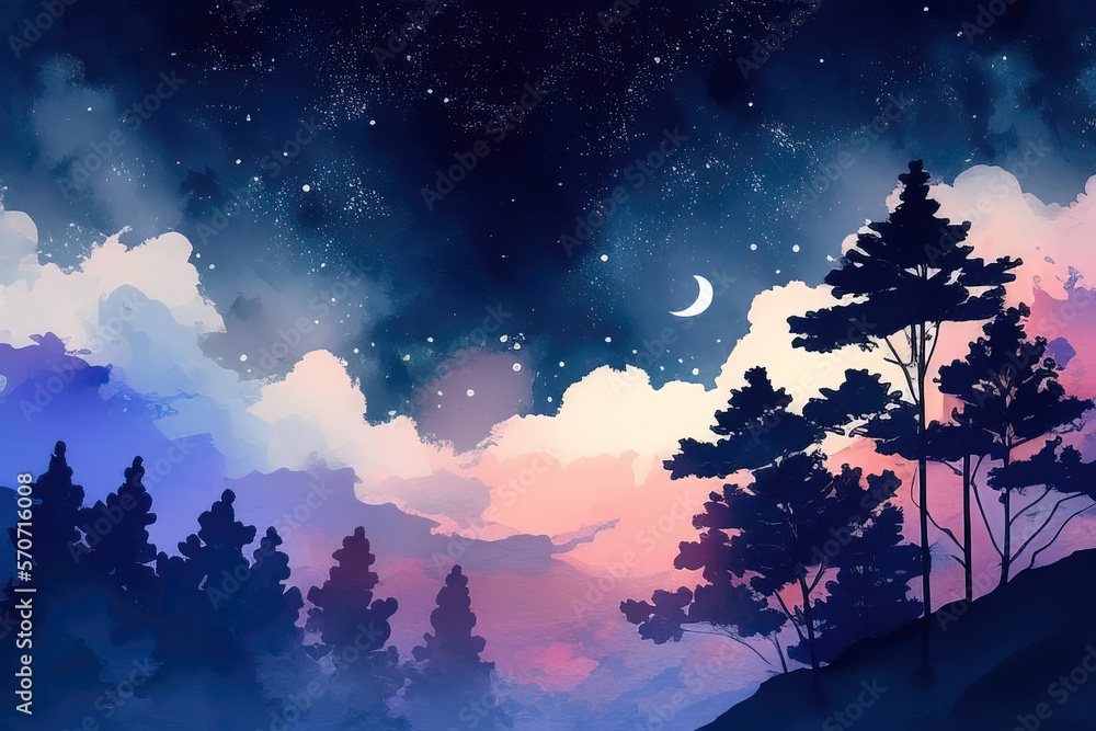 Naklejka premium sunset in the mountains