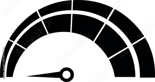 vector illustration of the black color silhouette of a speedometer icon