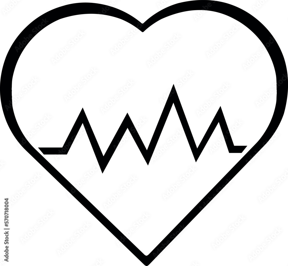 vector illustration of heart beat icon drawn in black and white, in concept of life and health vector illustration of heart beat icon drawn in black and white, in concept of life and health