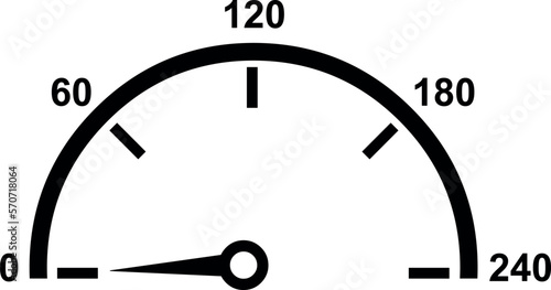 vector illustration of icon of a speedometer with speeds from 0 km to 240 km