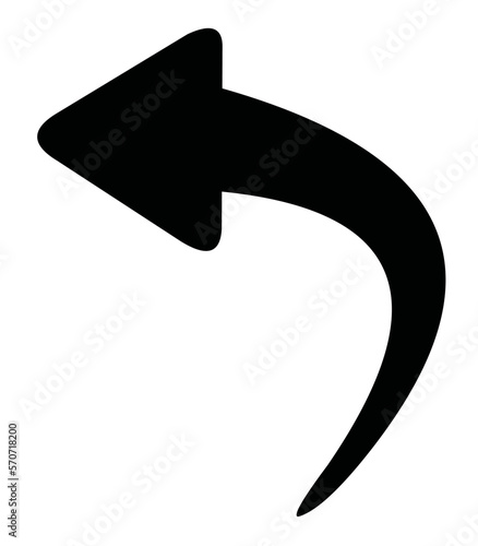 vector illustration icon of the black silhouette of an arrow pointing to the left