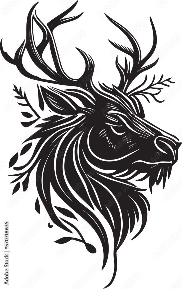 Fototapeta premium Vector logo with an animal, heraldry, lines, black and white, no background, on a white background, emblem, isolated, branding, sign