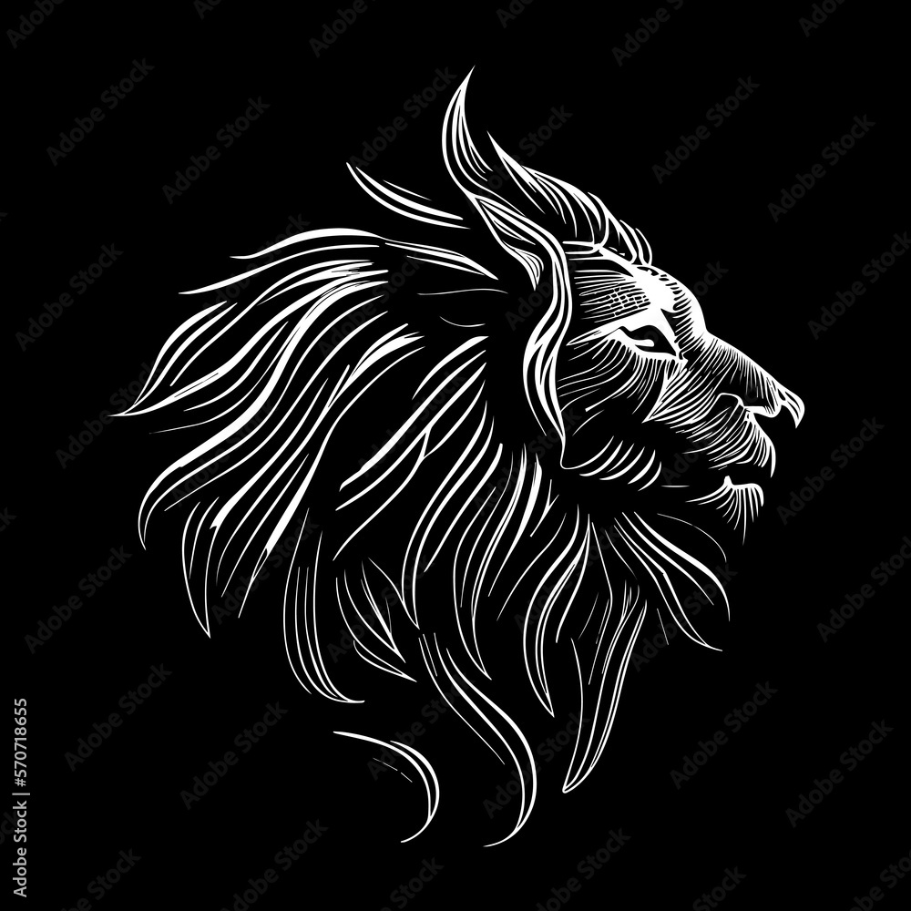 Vector logo with an animal, heraldry, lines, black and white, no background, on a white background, emblem, isolated, branding, sign