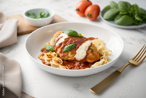 Tablou pe pânză Delicious Chicken Parmesan Food Photography
