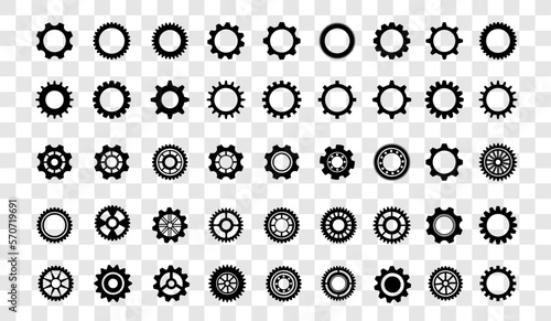 Set of simple gears icon.Gear wheels line black icons .Cogwheel machine gears.