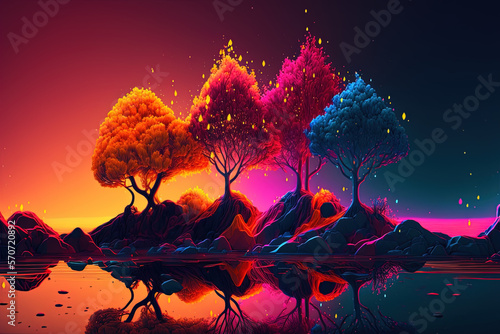 Colourful abstract minimal  landscape