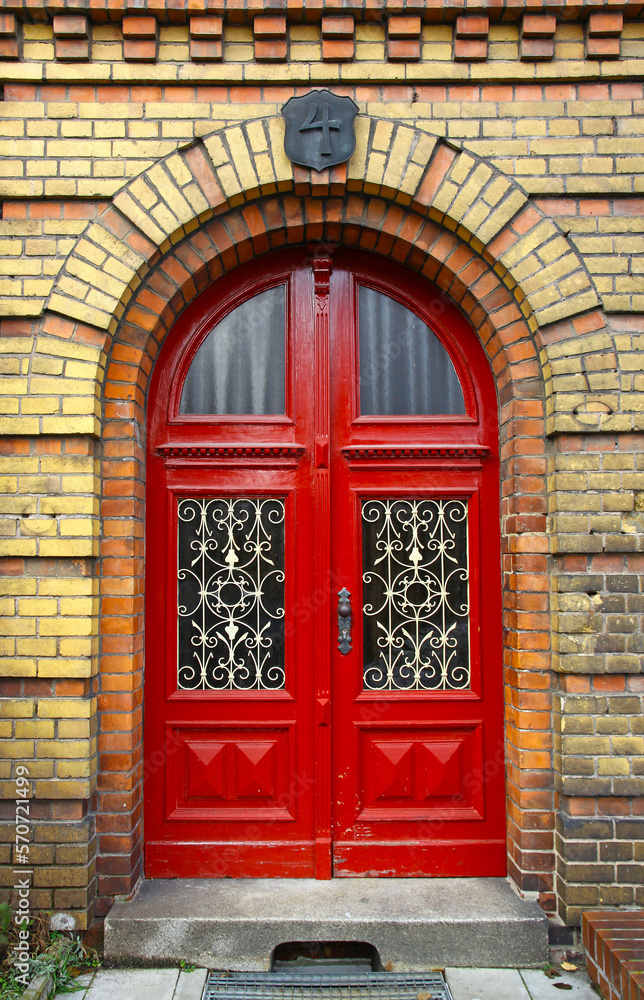 Close-up facade of an old building in Frankfurt Oder city, Germany