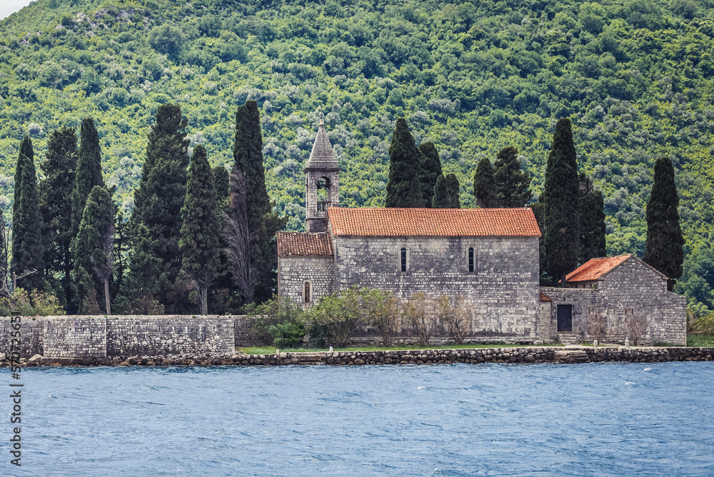 St George Island with church of Benedictine monastery, Kotor Bay, Montenegro