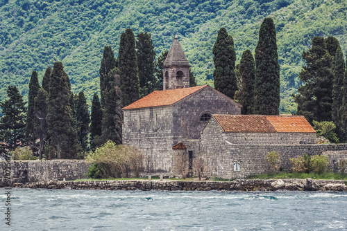 St George islet with church of Benedictine monastery, Kotor Bay in Montenegro