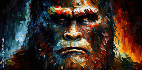 Bigfoot Sasquatch of Humboldt County - Modern Impressionistic With Palette Knife and Oils