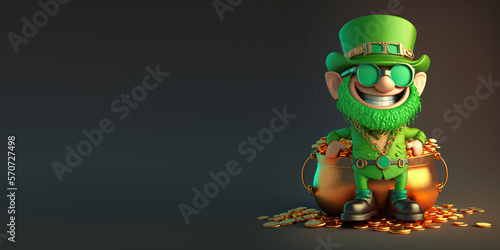 Cute Cartoon Leprechaun Sit...