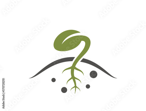 seed germination icon. grain growing from ground. planting and agriculture symbol. isolated vector image