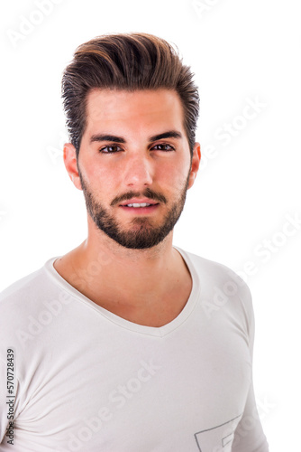 Handsome young man standing with white shirt