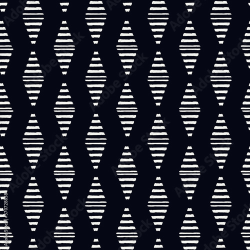 Rhombus motif minimal geometric print. Paint brush diamonds seamless pattern. Freehand design background. Trendy handdrawn modern simple geo ornament