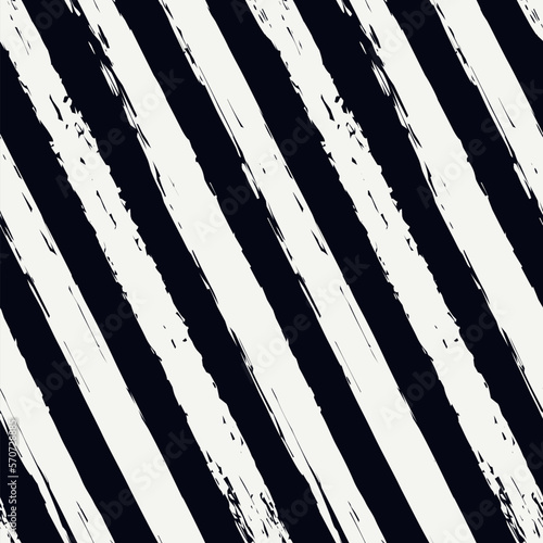 Brush strokes seamless pattern. Freehand diagonal stripes print. Repeated rough edge ink lines background. Simple classic geometric motif. Trendy grunge design. Vector abstract
